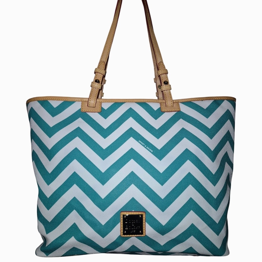 Dooney & Bourke Chevron Tote - Teal and Tan